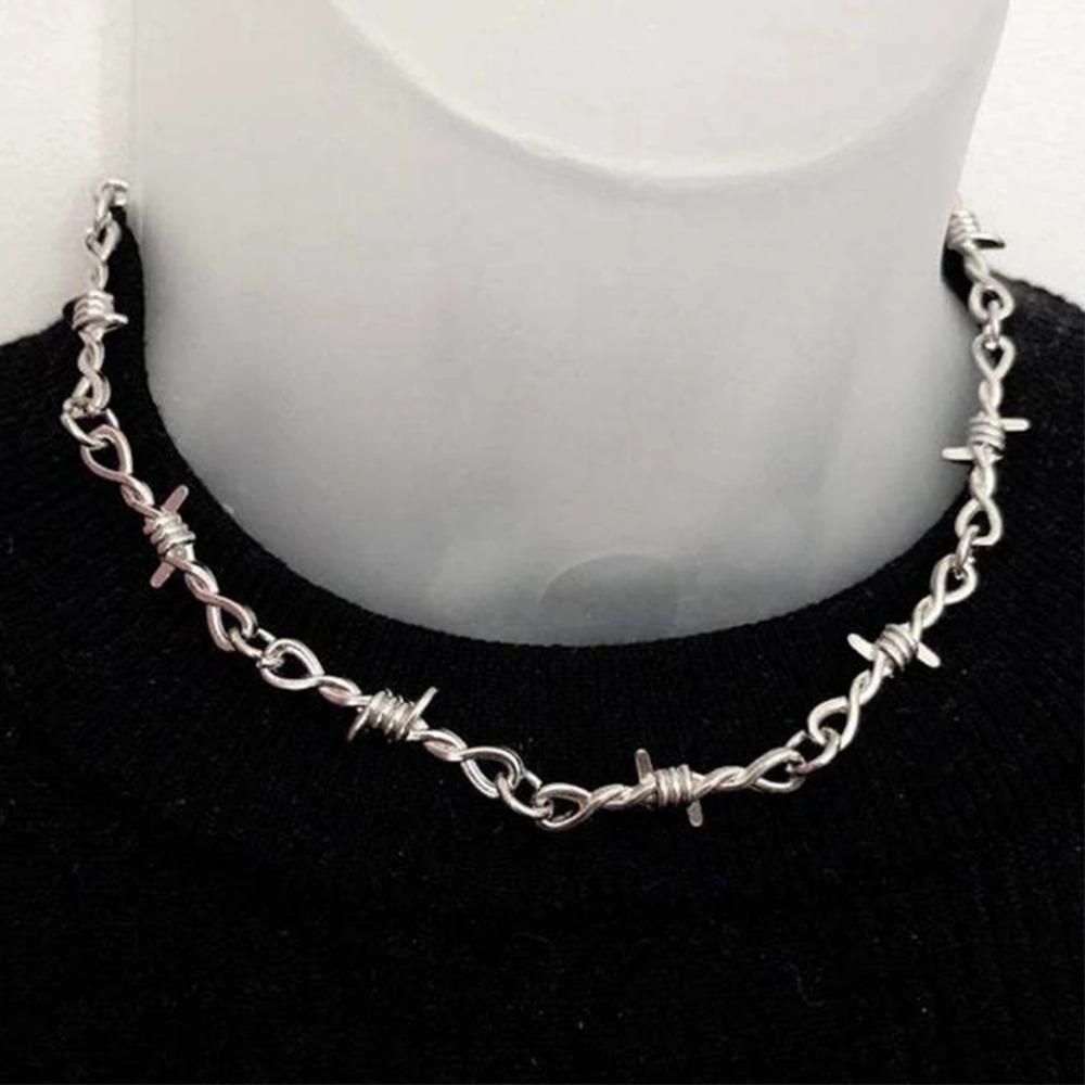 Fashion Iron Unisex Choker Necklace Women Hip-hop Gothic Punk Barbed Wire Little Thorns Chain Choker Jewelry Gifts