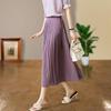 High Waist Pleated A-Line Midi Skirt - 2025 Slimming, Solid Color, Versatile Design