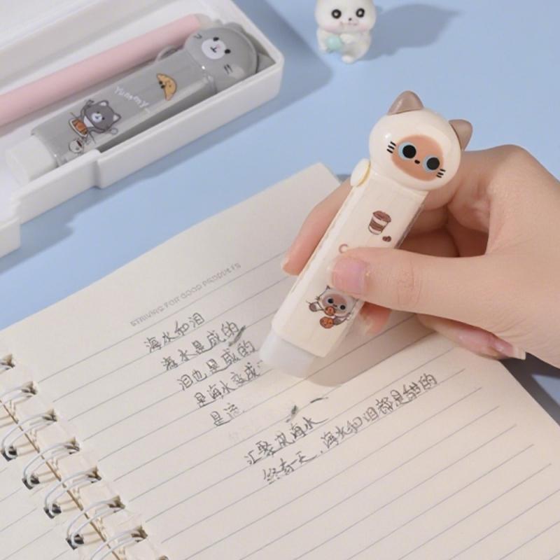 1/4 шт. Мультяшный ластик в виде кота, мини-ластики-толкатели для очистки карандаша, канцелярские товары, школьные, для учеников