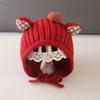 Autumn and winter spot boys and girls ear protection warm pullover hat, cute baby wool strap knitted hat
