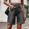 Summer Women's Denim Shorts Ripped Crimped Five-point Denim Shorts Casual Pants