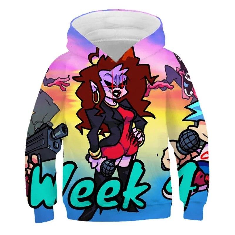 Hot Anime Game Friday Night Funkin 3d Print Hoodies Sweatshirts Boys Girls Fashion Hooded Pullover Cartoons Kids Unisex Clothing