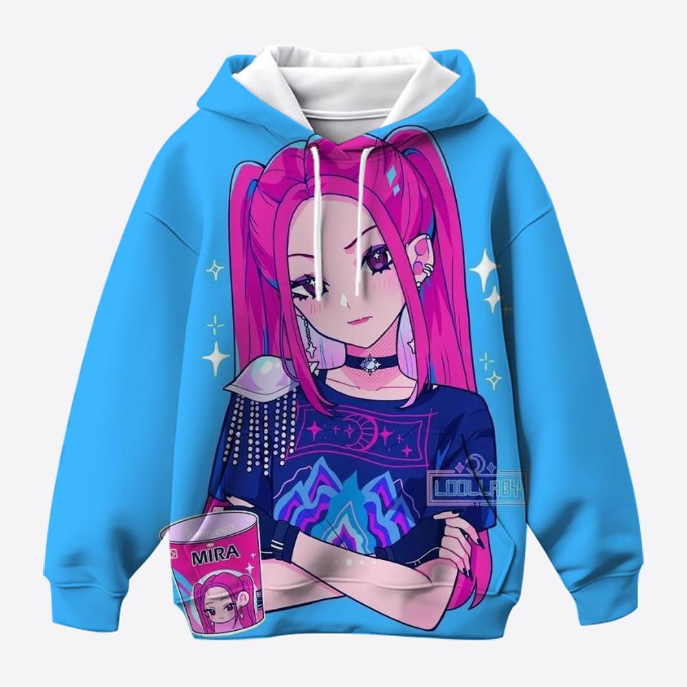 Модная повседневная толстовка для девочек, детская толстовка в стиле нового фильма K-Pop Demon Slayer, универсальный трендовый пуловер