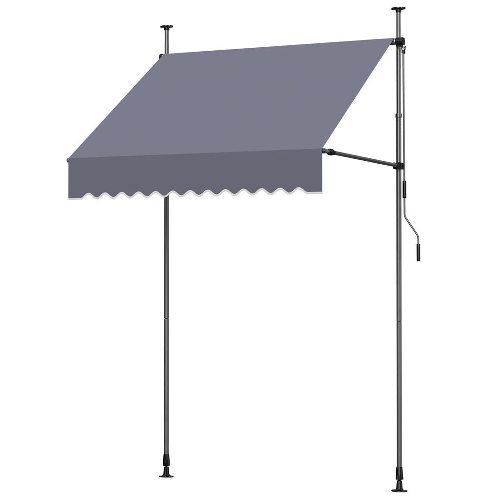 VEVOR Manual Retractable Awning, 150 cm Outdoor Retractable Patio Awning Sunshade Shelter