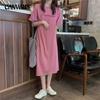 Summer Dress Women's Long Knee Length Loose Plus Size Short Sleeve T-Shirt Dresses