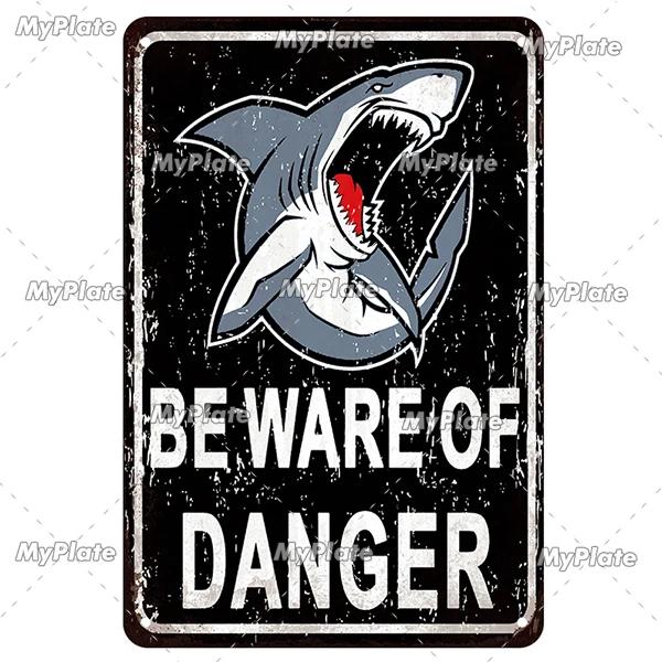 [MaPalte] Винтажный Предупреждающий Металлический Знак Акулы Жестяной Знак Украшение Табличка Домашний Настенный Декор Знак для Бара Домашний Декор Постер Дропшиппинг