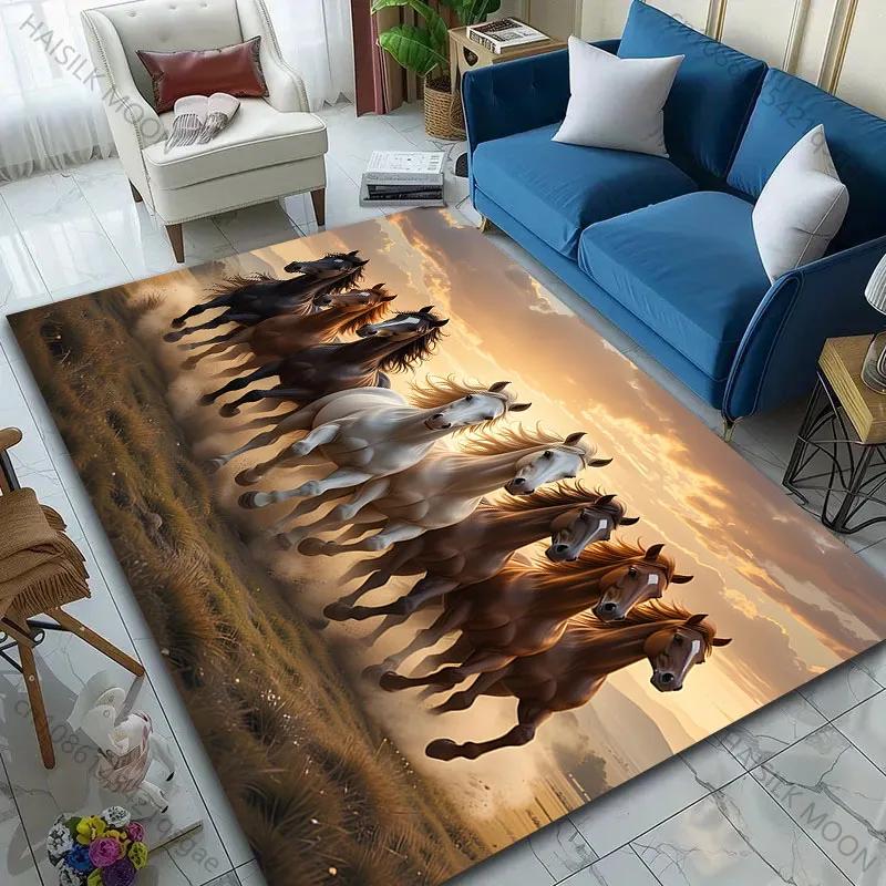 Multiple Sizes Running Horse Pattern Carpet for Living Room Bedroom Sofa Home Decor Non-slip Floor Mat Large Size Area Rug
