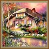 5D Алмазная вышивка Полный алмаз Загородный дом Вышивка крестом Алмазная картина Круглый пейзаж Горный хрусталь Фотографии