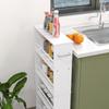 Multifunctional Shelf with Casters, Narrow Design, 4 Compartments, 45x15x91 cm, White