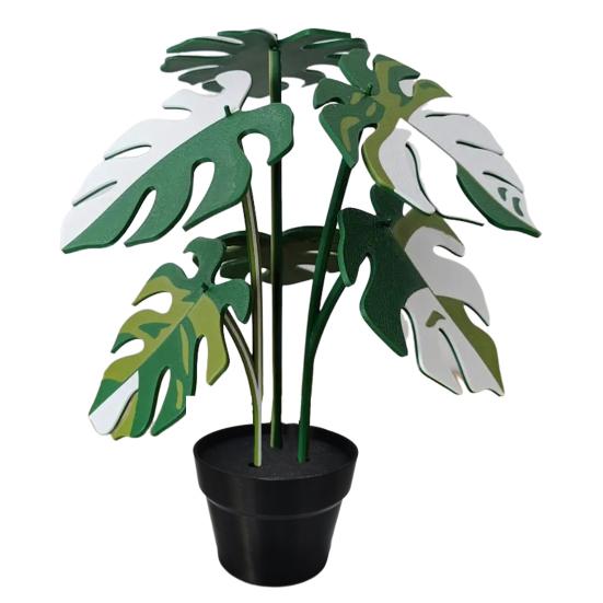 6Pcs 3D Printed Monstera Leaf Coaster Set Detachable Plant-Themed Drink Pads with Hidden Storage Pot Unique Home Decor Gift for Plant Lovers