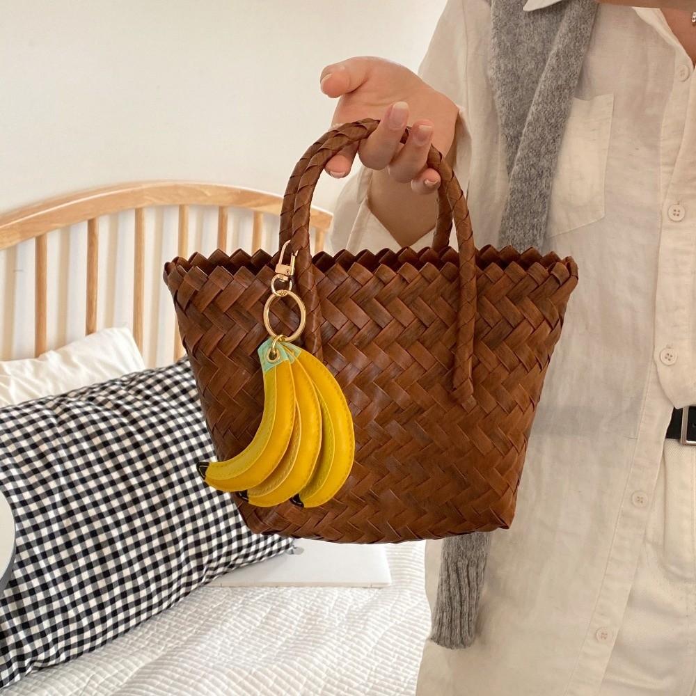 Cute Fashion PU Leather Pendant PU Banana Fruit Key Ring Creative Fruit Banana Keychain Female