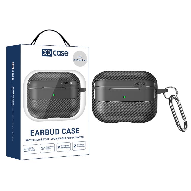 For AirPods Pro 3 XDcase Carbon Fiber Texture Earbud Case with Hook