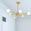 Modern Gold Sputnik Chandelier Frosted Glass 6-Light Pendant