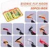 30/32PCS with Flat Box Fishing Flies Assortment Lightweight Fly Fishing Bait Kit  For Trout