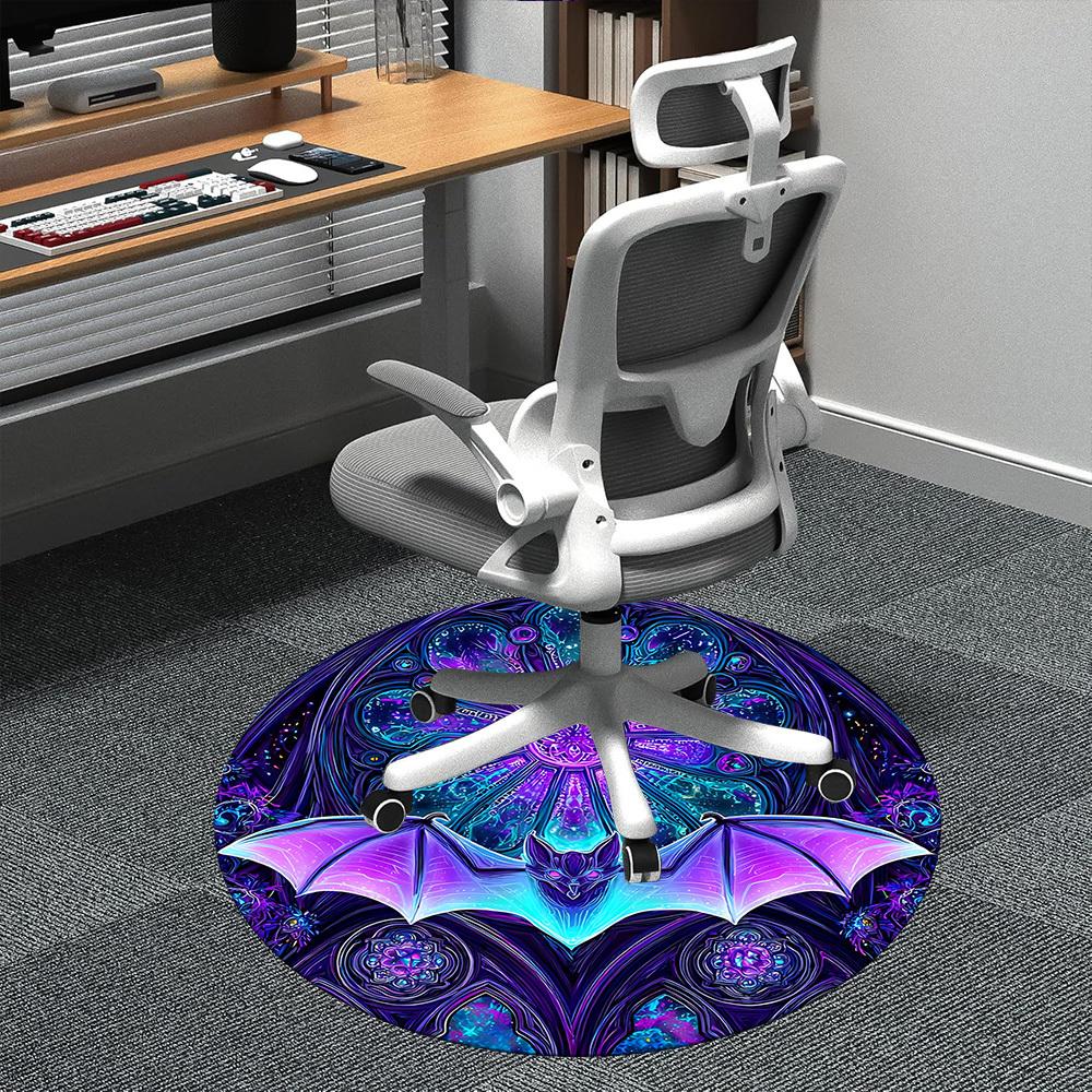 1pc Bat Mandala Office Round Area Rug,  Mat Suitable ForOffice, Under Office Chairs Bedroom Living Room Home Decor, Room Deco