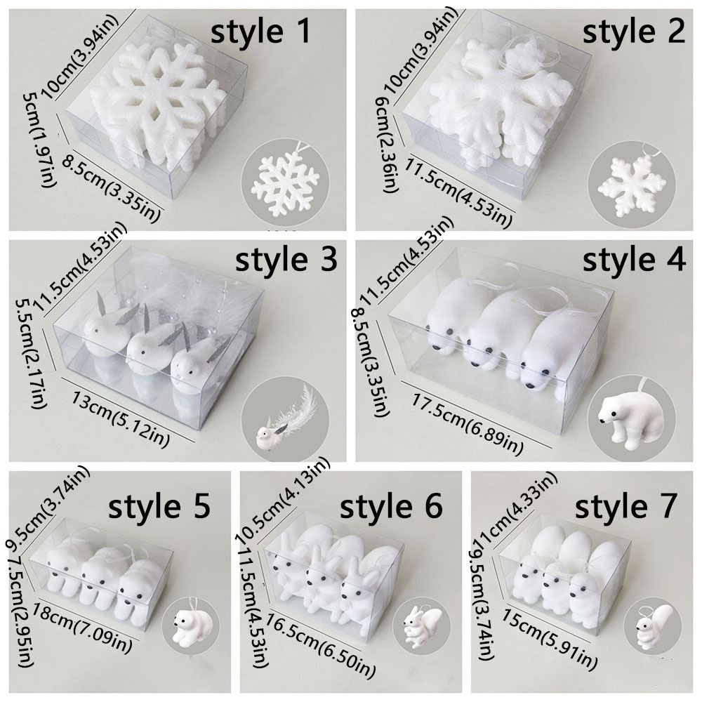 Флокированный Рождественский Подвесной Кулон Елка Белый Медведь Снежинка Подвесной Кулон Домашнее Украшение