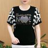 Женская футболка большого размера с принтом из горячих страз - Летний модный топ с коротким рукавом свободного кроя, 2025