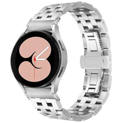 Для Samsung Galaxy Watch7 44мм/40мм Ремешок из нержавеющей стали с коннектором 5-звенный ремешок для смарт-часов, серебристый
