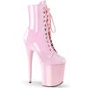 Mclubgirl Women's 20cm Heels Dance Boot Pink PU Stiletto Heel Sexy Booties Low Boots Plus Size Show Heel 10cm Platform YKC