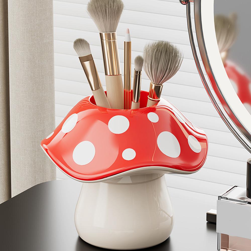 Cute Mushroom Storage Box Desktop Student Office Stationery Pen Holder Home Multi-functional Creative Makeup Brush Storage Tools