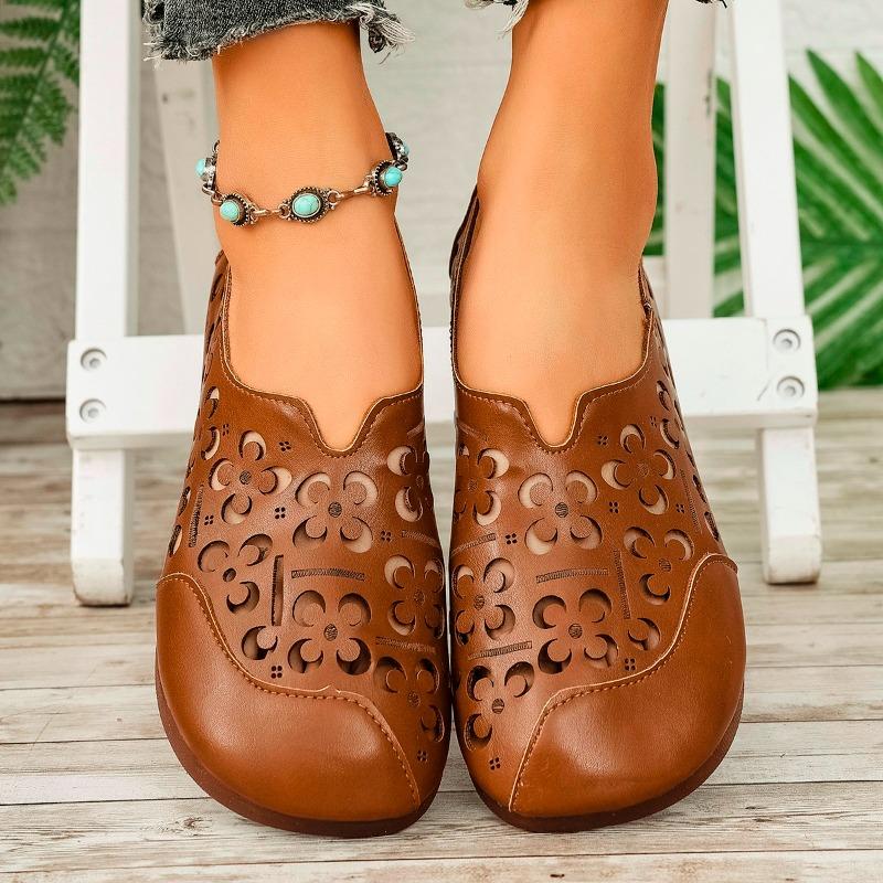 Мода Женская мода Круглый носок Неглубокий вырез Наборная стопа Полый Нескользящие Износостойкие Одинарная обувь Весна Мягкая подошва Балетки