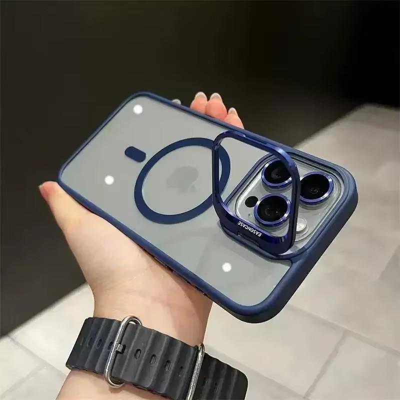 Для iPhone 17 Pro Max Роскошный Магнитный Ударопрочный Чехол Для iPhone 15 14 13 12 16 Pro Max Magsafe С подставкой Защитная крышка для стеклянной линзы