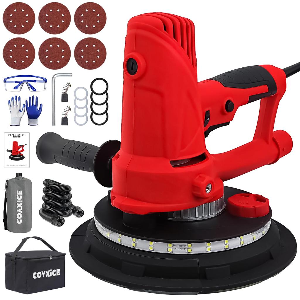 For COYXiCE Electric Drywall 110V Handheld Drywall Wall Polishing Machine with Automatic Vacuum LED Sanding Long Dust Dust Storage Suitable for