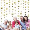 Золотые украшения на 50-летие, цифра 50, гирлянда из кружков и точек, мерцающих звезд, металлическая подвесная гирлянда, баннер-вымпел, фон для 50-летия