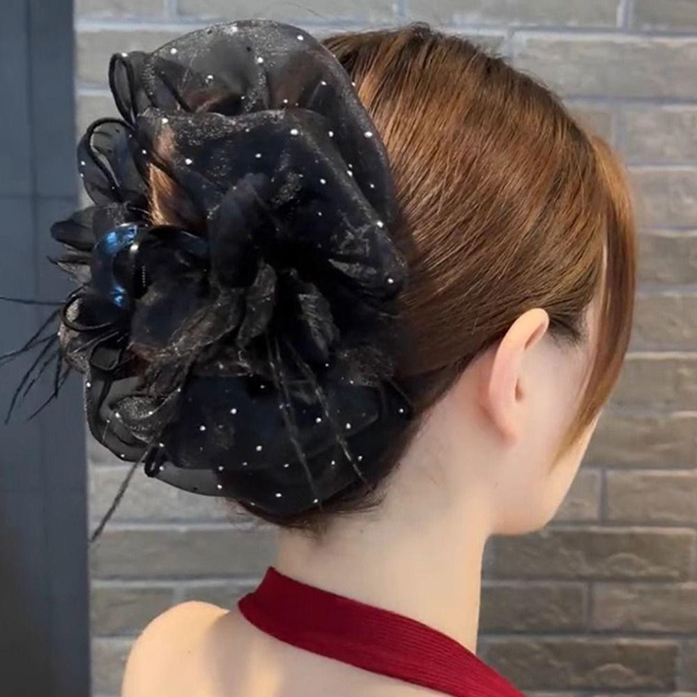 Кисточка Захват Клип Звездное Небо Перо Пузырь Акула Клип Элегантный Головной Убор Женщины