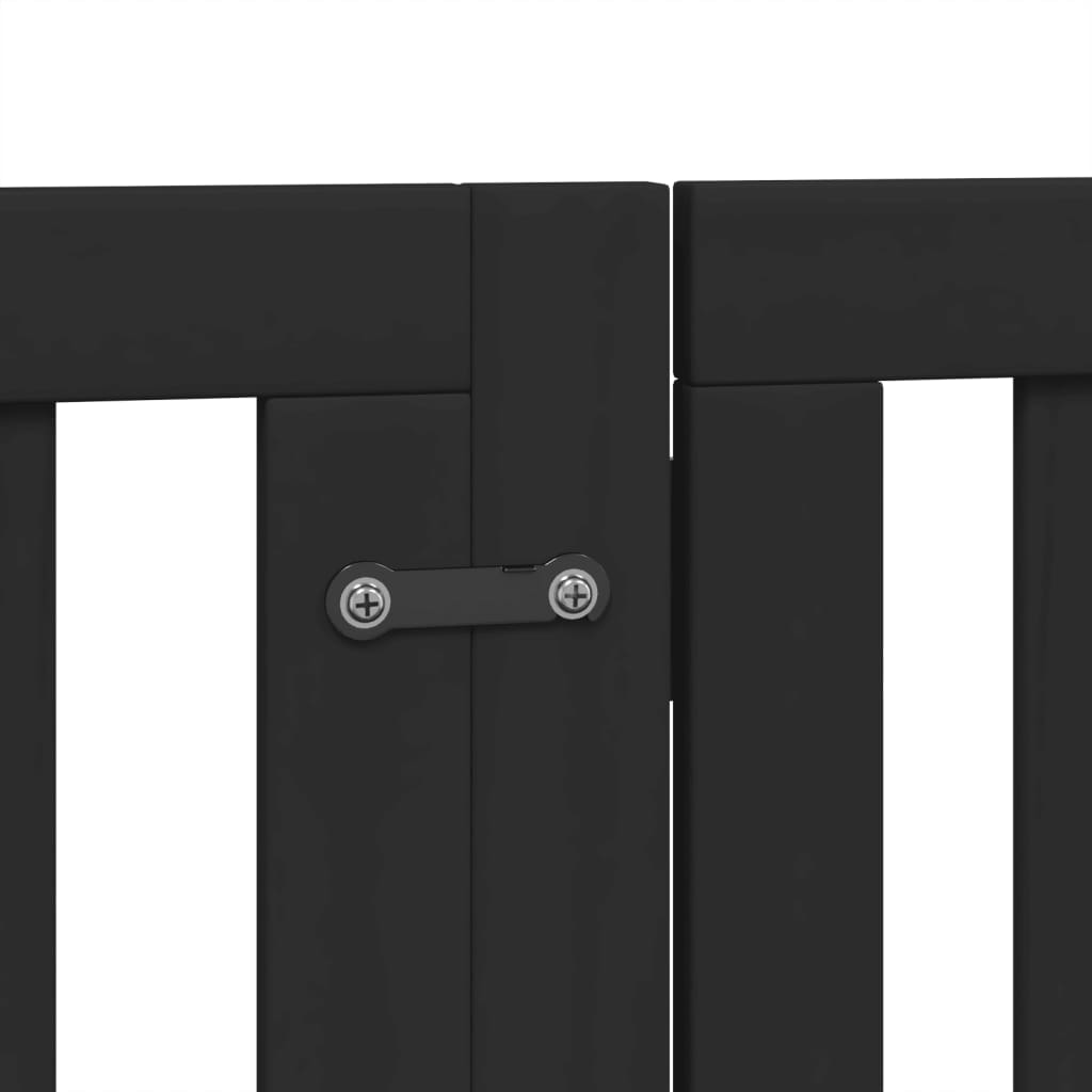 6 Piece Foldable Black Dog Gate 300 cm Poplar Wood