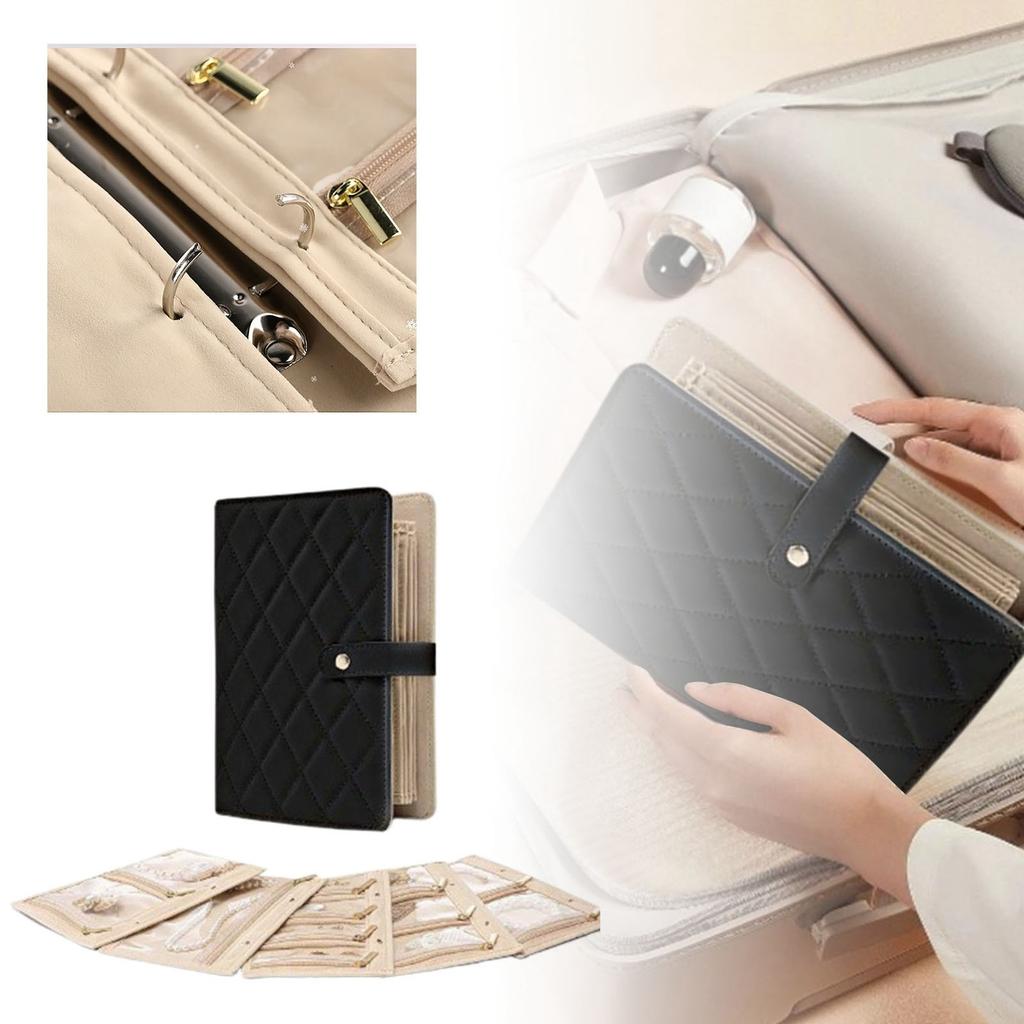 Кожаная книга для хранения ювелирных изделий с отрывными листами, большая вместительная сумка для хранения ювелирных изделий, сережек, ожерелий, легкая папка с отрывными листами
