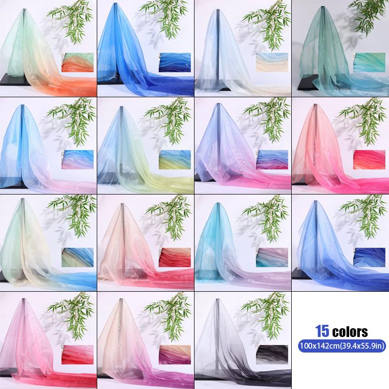 2/4/6 м цветная градиентная органза ткань прозрачная вуаль марля модная дизайнерская ткань для сценического костюма ханьфу своими руками