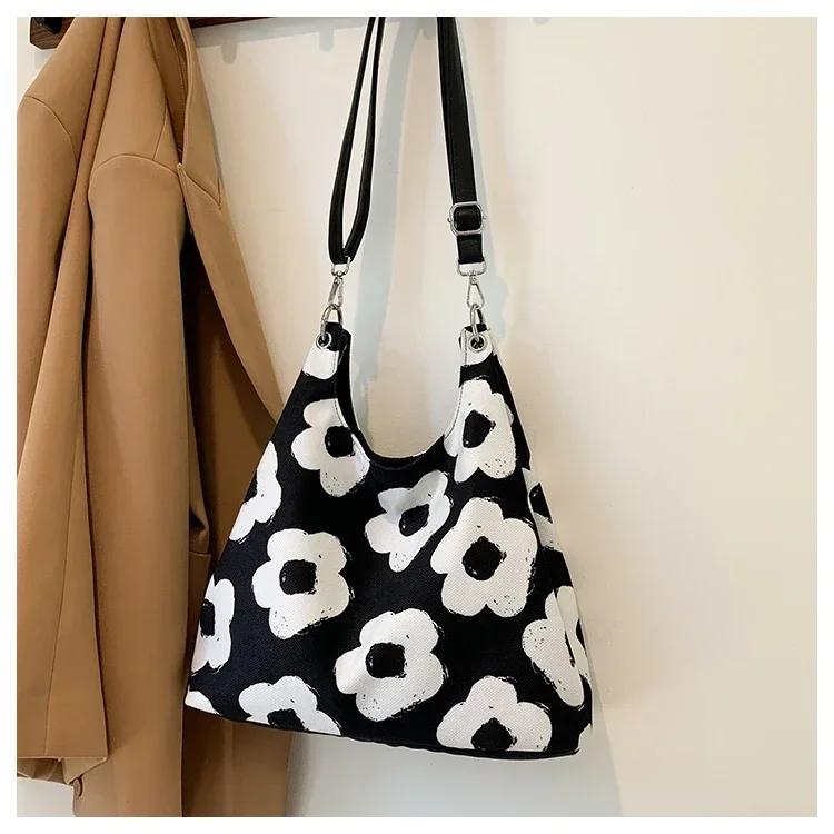 Большая вместимость нейлоновая сумка-трансформер с застежкой-молнией, повседневная сумка через плечо с цветочным принтом, модная сумка через плечо, мягкая, универсальная, милая сумка