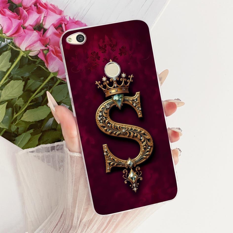 For Huawei P8 P9 Lite 2017 Case PRA-TL10 Luxury Initial Letter Soft Silicone Cover For Honor 8 Lite PRA-LX1 Nova Lite 2017 Shell