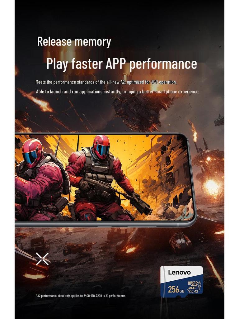 Карта памяти Lenovo 256 ГБ TF для мобильного телефона, планшета, видеорегистратора и камеры