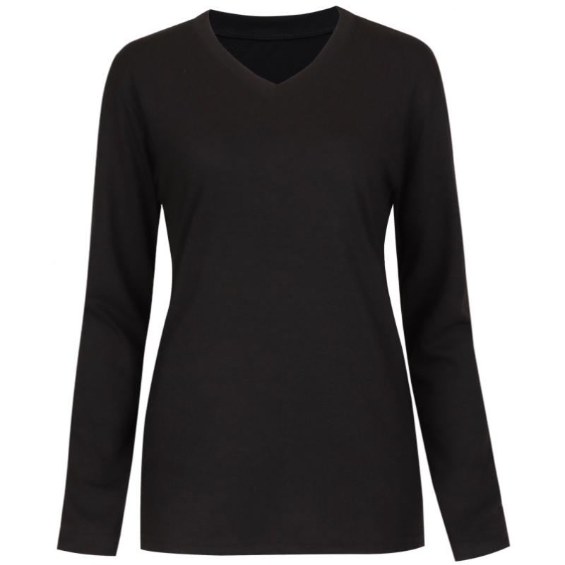 Shop Women SofT V Neck Inner Long sleeVe T shirT Dai Wsh 1111 Grey
