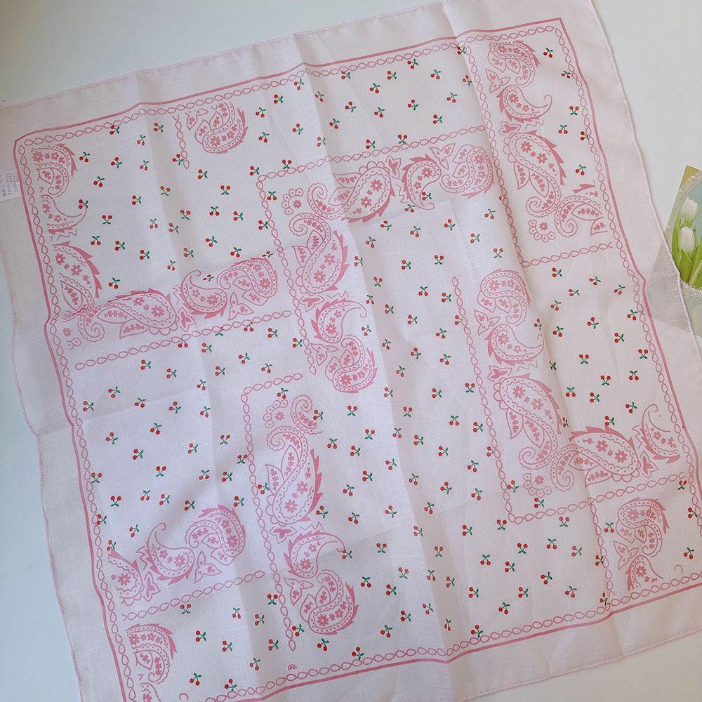 Women's Breathable Square Scarf: Thin with Paisley & Cherry Patterns Versatile Neck Scarf & Headscarf