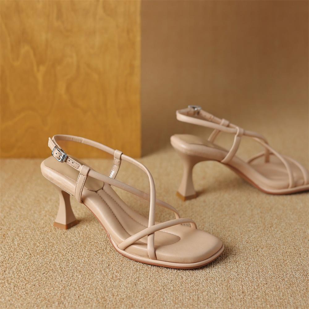 Taoffen Летние лаконичные модные женские босоножки на тонком каблуке с узким ремешком, сандалии с открытым носком на пятке, легкая женская обувь с перекрестной завязкой
