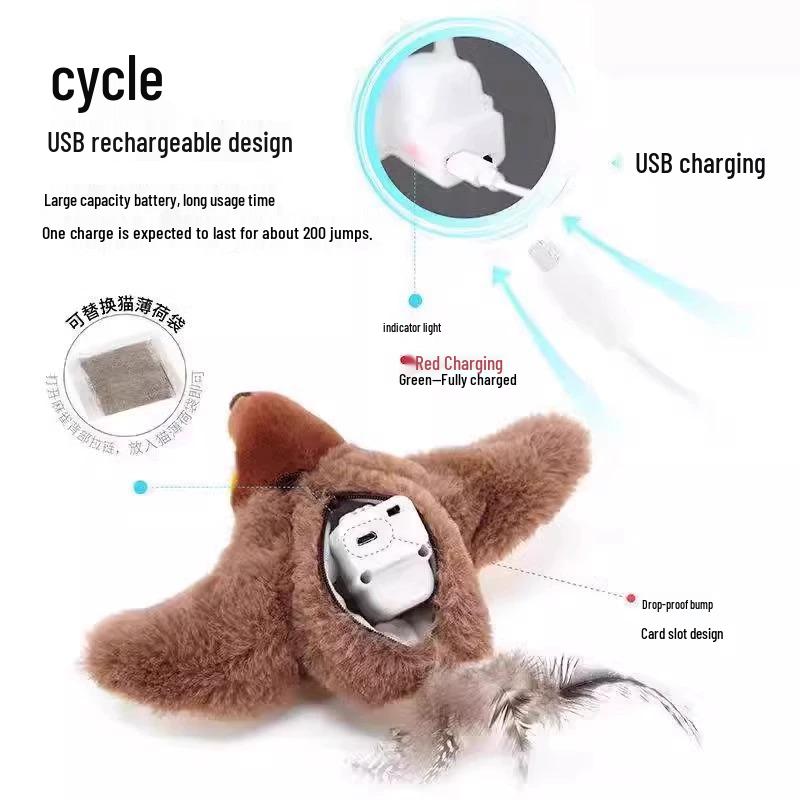 Электрическая игрушка для кошек со звуком птицы - Палочка-дразнилка для самостоятельного развлечения