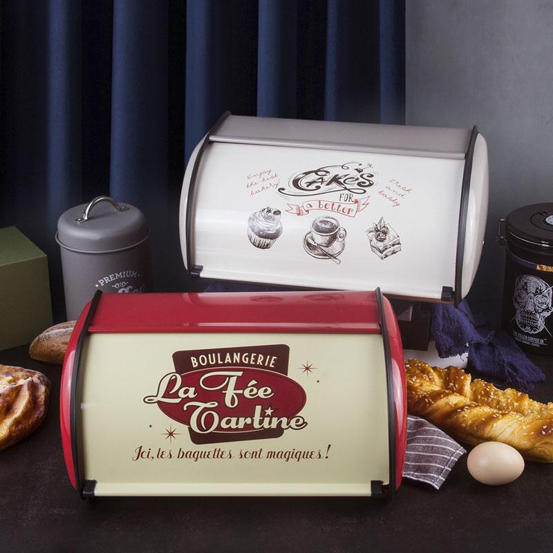 Хлебница в скандинавском стиле с крышкой-роллом, ящик для хранения продуктов, металлический держатель для хлеба, контейнер для выпечки, кухонный органайзер для хранения дома