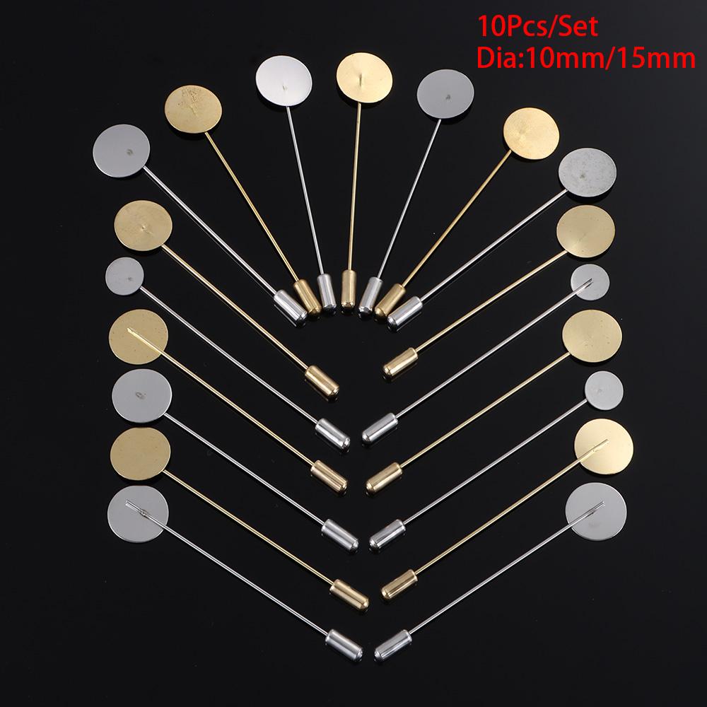 10pcs/set Fashion Diy Craft Jewelry Making Cabochon Tray Brooches Accessories Pin Cameo
