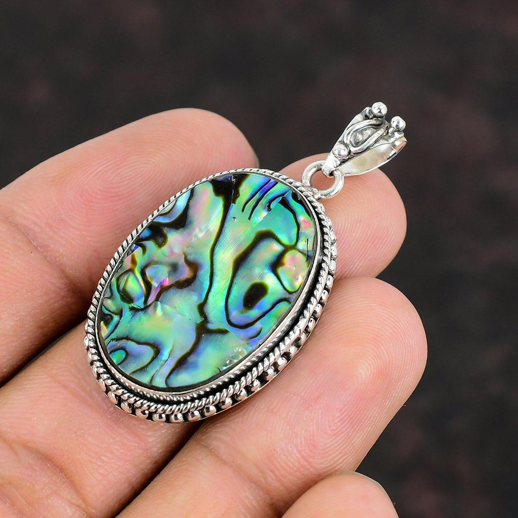 Abalone Shell Pendant Handmade Jewelry 925 Sterling Silver Pendant Statement Pendant Gemstone Pendant Abalone Shell Jewelry Wedding Gifts