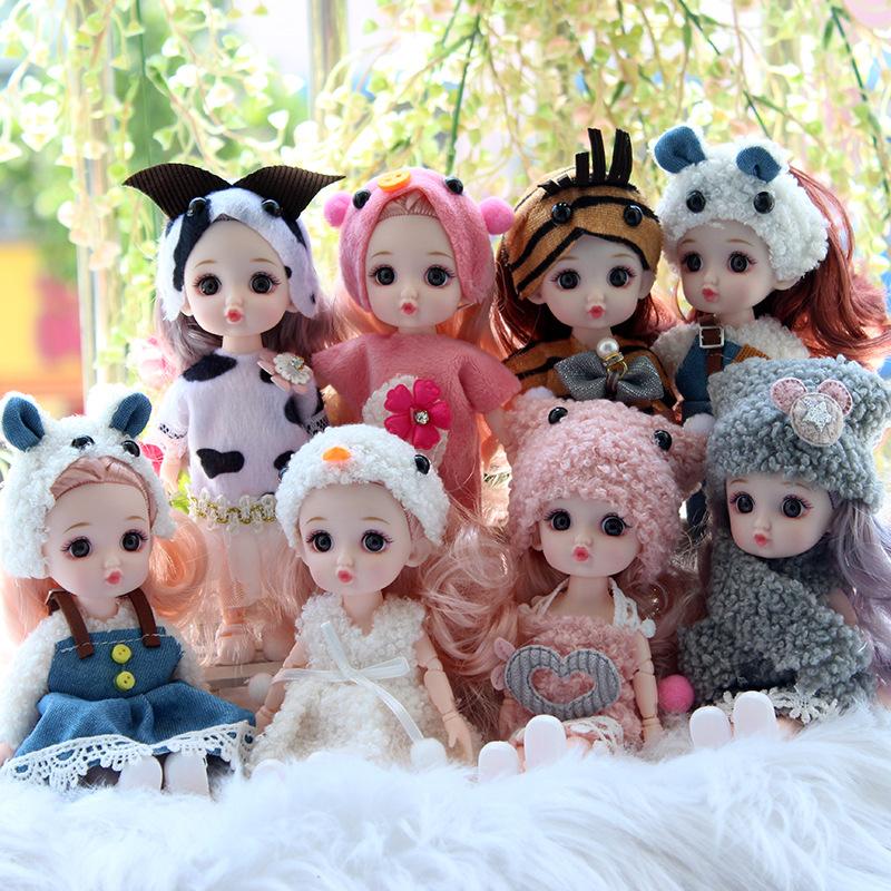 Кукла BJD с подвижными суставами, плюшевая одежда, кукла-девочка 17 см, игрушка для дня рождения, подарки