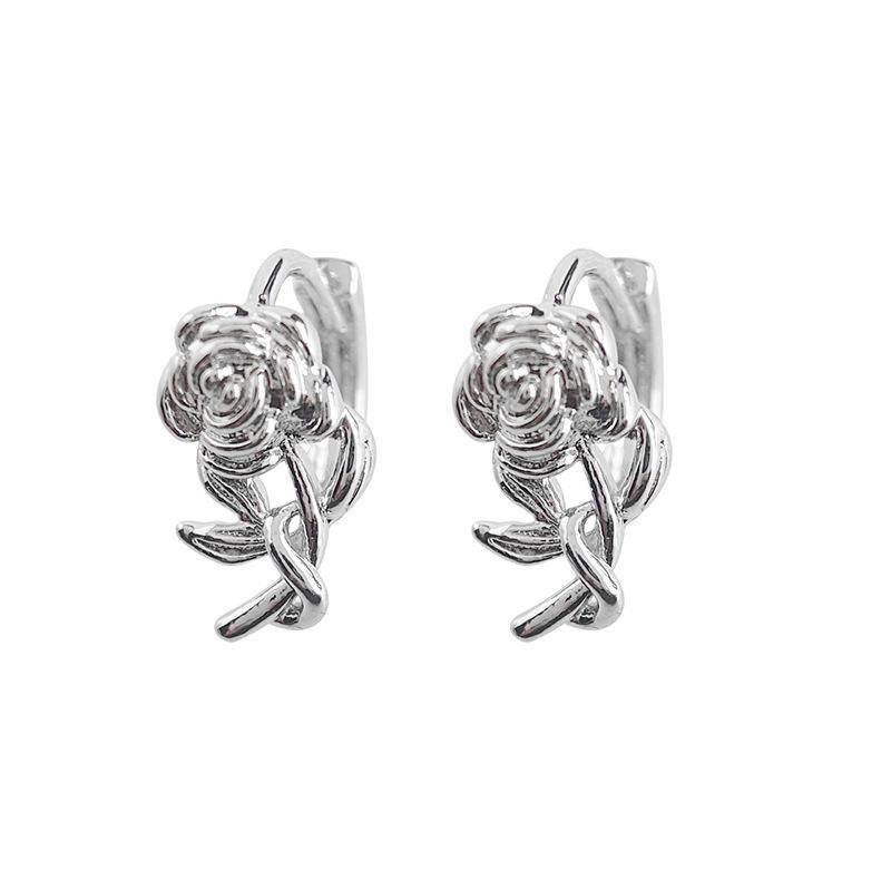 Серьги-пряжки для ушей Rose Ear Buckle женские, свободные от сна, ретро, легкие, роскошные, нишевые, металлические серьги