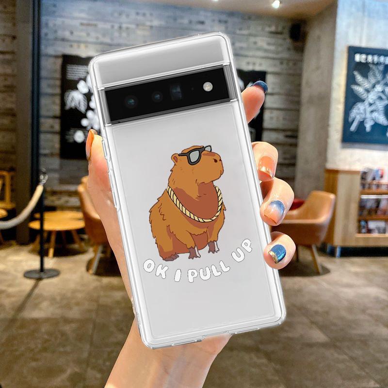 Чехол для телефона Google Pixel 10 Pro 10A Pixel 9 Pro XL Pixel 8 Pro 9A 8A 7A 7 6A 6 Pro Кавайная мультяшная капибара Смешной подарок