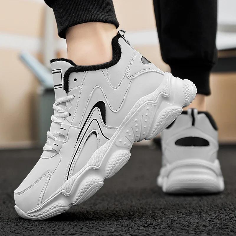 Мужские ботинки 2024 года, новые зимние тапочки, теплые мужские туфли, водонепроницаемые нескользящие плюшевые кроссовки, мужские теннисные туфли, ботинки, мужские кроссовки, зимние