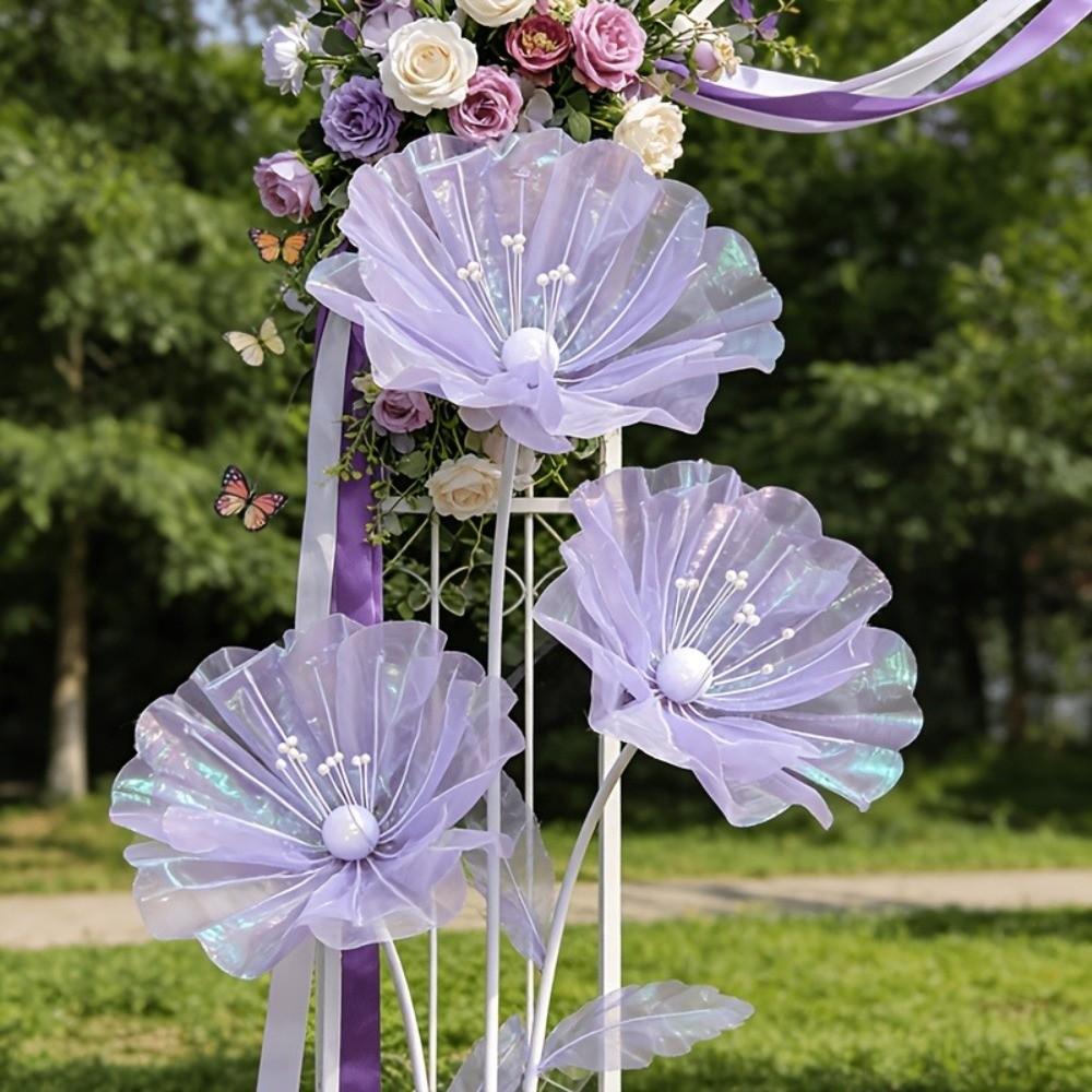 Simulation 3D Gauze Artificial Flower 50cm Big Giant Mesh Flower Hollow Silk Flower Window Display