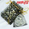 100pcs Glitter Jewelry Pouch Organza Bags Gift Packaging Bag Wedding Christmas Gift Bag Candy Bag