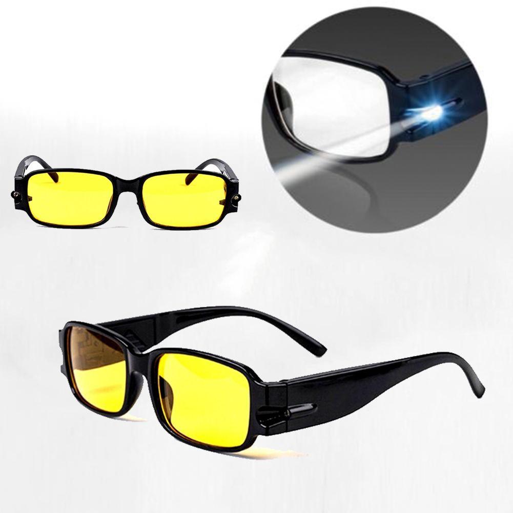 Care Anti Eyestrain Clear Yellow Reading Glasses Night Presbyopic Glasses UV Protection LED Light