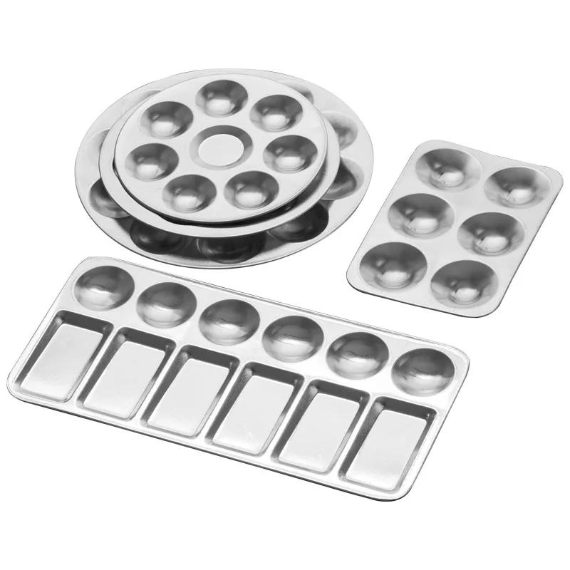 1 Pcs Metal Hand Drawn Watercolor Paint Tray 10 Hole Circular Painting Palette Aluminum Rectangular Palette Art Supplies